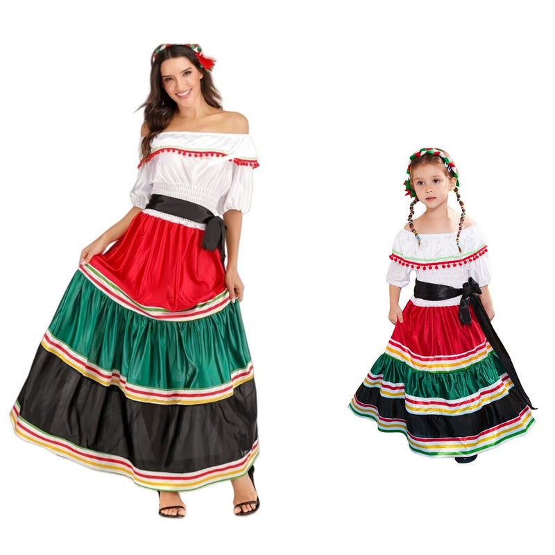 Halloween Easter Mexican Style Ethnic Costume Adult Children Holiday Party Costume Performance Suit - Image 1